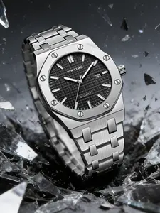 Men's Quartz Watch Luxury Tiktok Style Design, Calendar Waterproof Night Glow Fashion Daily Wear Outdoor Activities Wristwatch Analog Quartz Watch Modern Waterproof Watch Durable Watch Casual Trendy Wristwatch Water Resistant Wristwatch Analog Watches