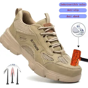 Men's Steel Toe Safety Footwear - Indestructible Work Shoes for Workers, Mesh Closed Sport Sneakers with Light Breathable Design, Advanced Non-Slip Traction
