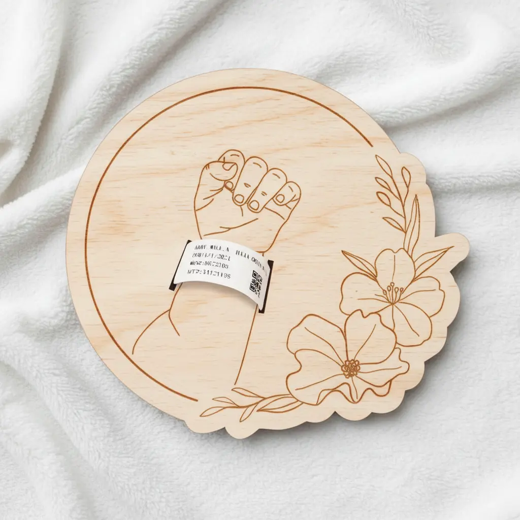 Newborn Hospital Bracelet Memory Box Engraved Wood Keepsake Personalized Baby Gift Pregnancy Wristband Storage Case