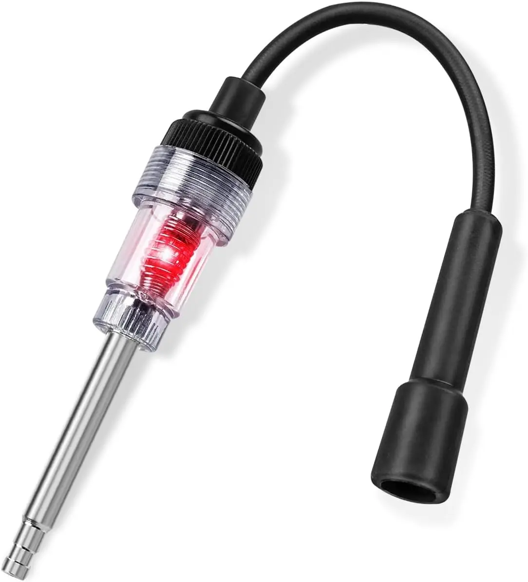 Inline Spark Plug Tester, Plug in Straight Boot  Engine  Lawnmower Checker, Universal Armature Diagnostic Detector Test Light for Check  System