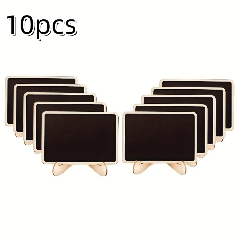 10-Pack Aesthetic Small Square Wood Frame Chalkboard with Stand Mini Message Board for Cafe Restaurant Social Media Handles Display Table Numbers & Food Labels for Buffet Graduation & Summer Party Decor