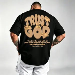 Retro “Trust God” Crown Graphic Tee Christian Faith Casual Wear For Men