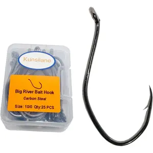 Catfish Hooks Big River Bait Hook 25-50pcs of 1-10/0 Fishing Hook Saltwater Wide Gap Big Game Flatheads Hook