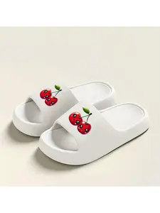 1 pair of EVA Cute Cherry Stylish Open-Toe Slippers are ideal for indoor and outdoor wear, perfect for every season, comfortable and essential for home., Women's Shoes