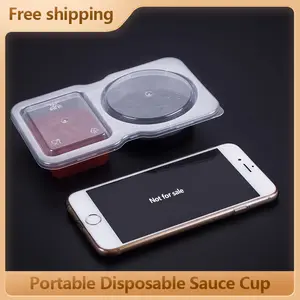 20PCS Portable Dip Containers with Lids, Double Section Condiment Boxes for Takeout and Travel,2-compartment dipping cups  Portion control sauce cups  Takeaway condiment boxes  Dipping sauce containers  Salad dressing dip cups