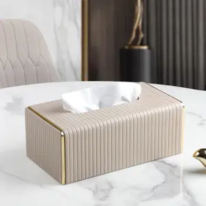PU Leather Tissue Box, Rectangular Tissue Holder, Decorative Tissue Storage Box, Tissue Dispenser for Bathroom Counter, Bedside Table, Coffee Table, Home, Office