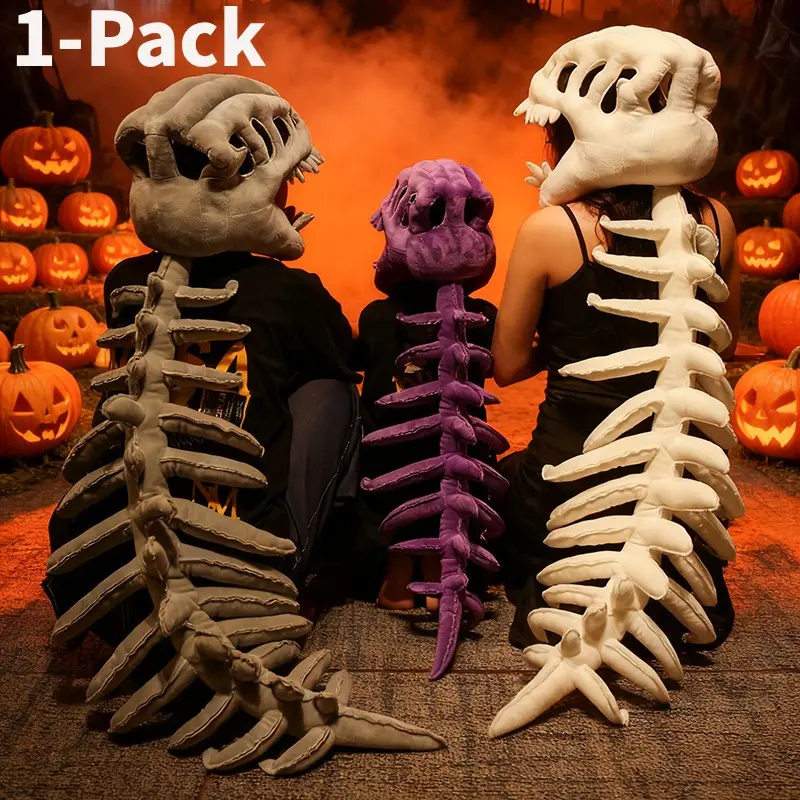 Dinosaur Skeleton Headgear Pillow, Dinosaur-Themed Design, 4 Color Options, Perfect for Halloween Party Cosplay, Party Setting and Sofa Lounging, Unisex Design, Does Not Make a Sound