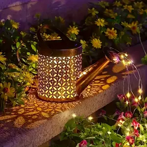 1/2 PACK Solar Sprayer Light Set, Solar-Powered Outdoor Hanging Garden Decorative Lights, Vintage Metal Hanging Lamps, LED Solar String Lights for Lawn Paths & Courtyards, Ideal for Parties, Patios, Bright Solar Light