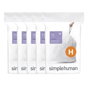 simplehuman 35L-45L 100ct Code K Custom Fit Trash Can Liner White