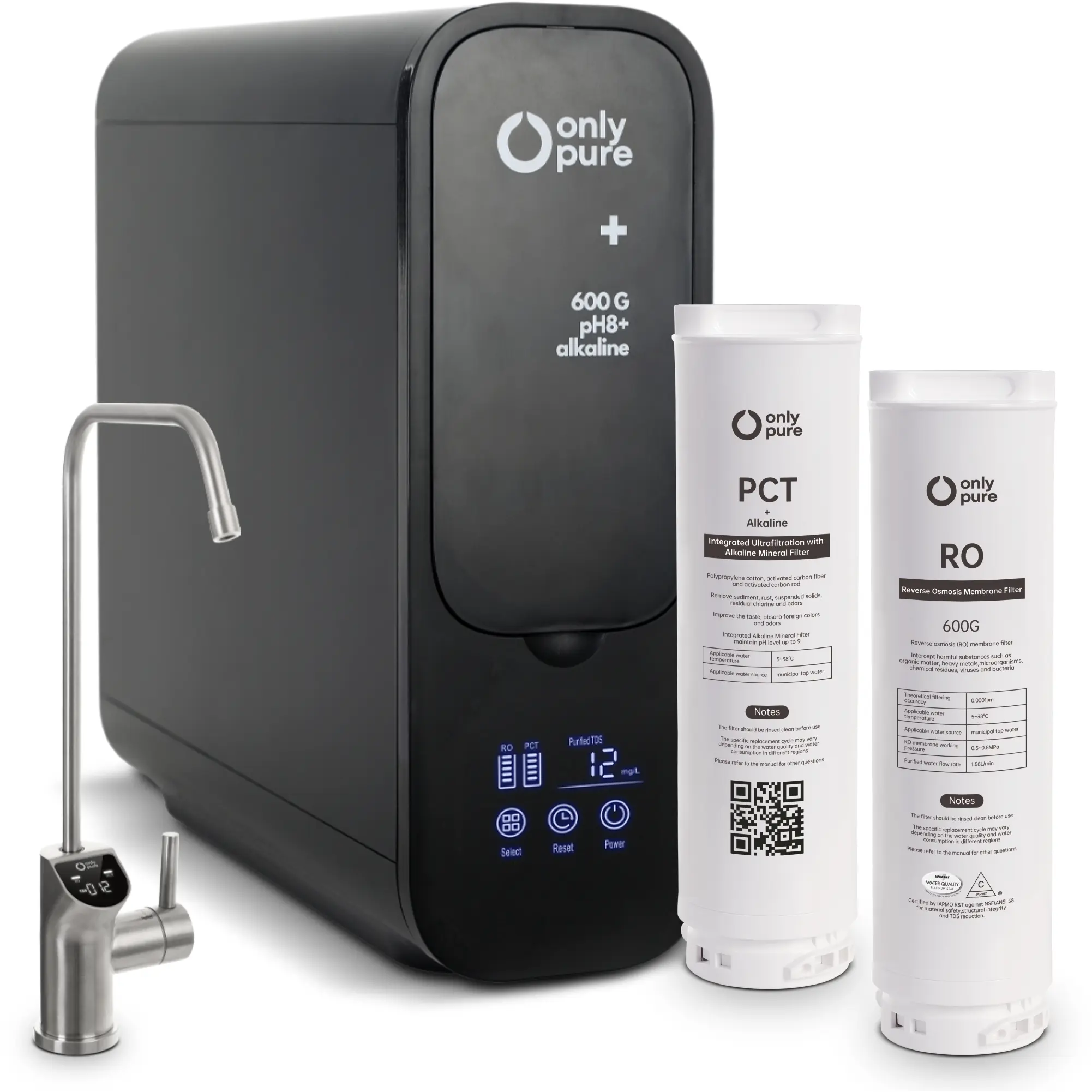 600 GPD Tankless Reverse Osmosis with Alkaline Water Filtration , NSF ANSI 58 / 372 Certified