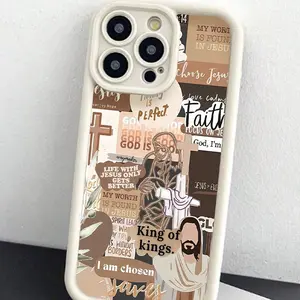 Cross & Letter Pattern Phone Case, Anti-drop Phone Protector Cover, Phone Accessories Compatible with iPhone, Cell Phone Case