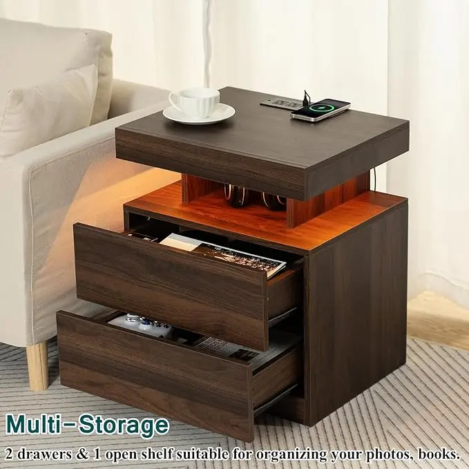 Dark Walnut 2 Drawers