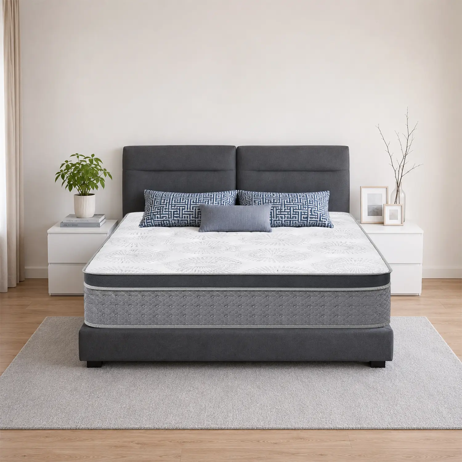 Twin/Full/Queen/King Memory Foam Hybrid Pocket Coil Mattress boxed size box top