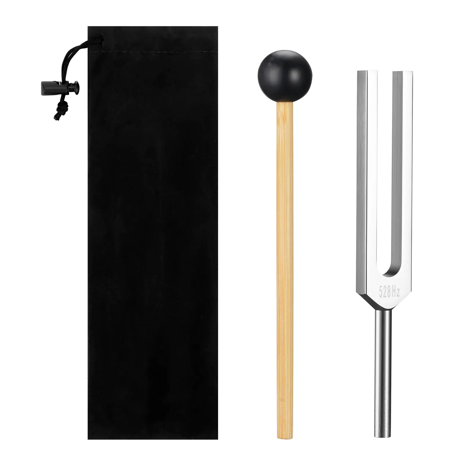 Tuning Fork for 528Hz with Percussion Hammer Mallet & Storage for Chakra/Yoga/Meditation