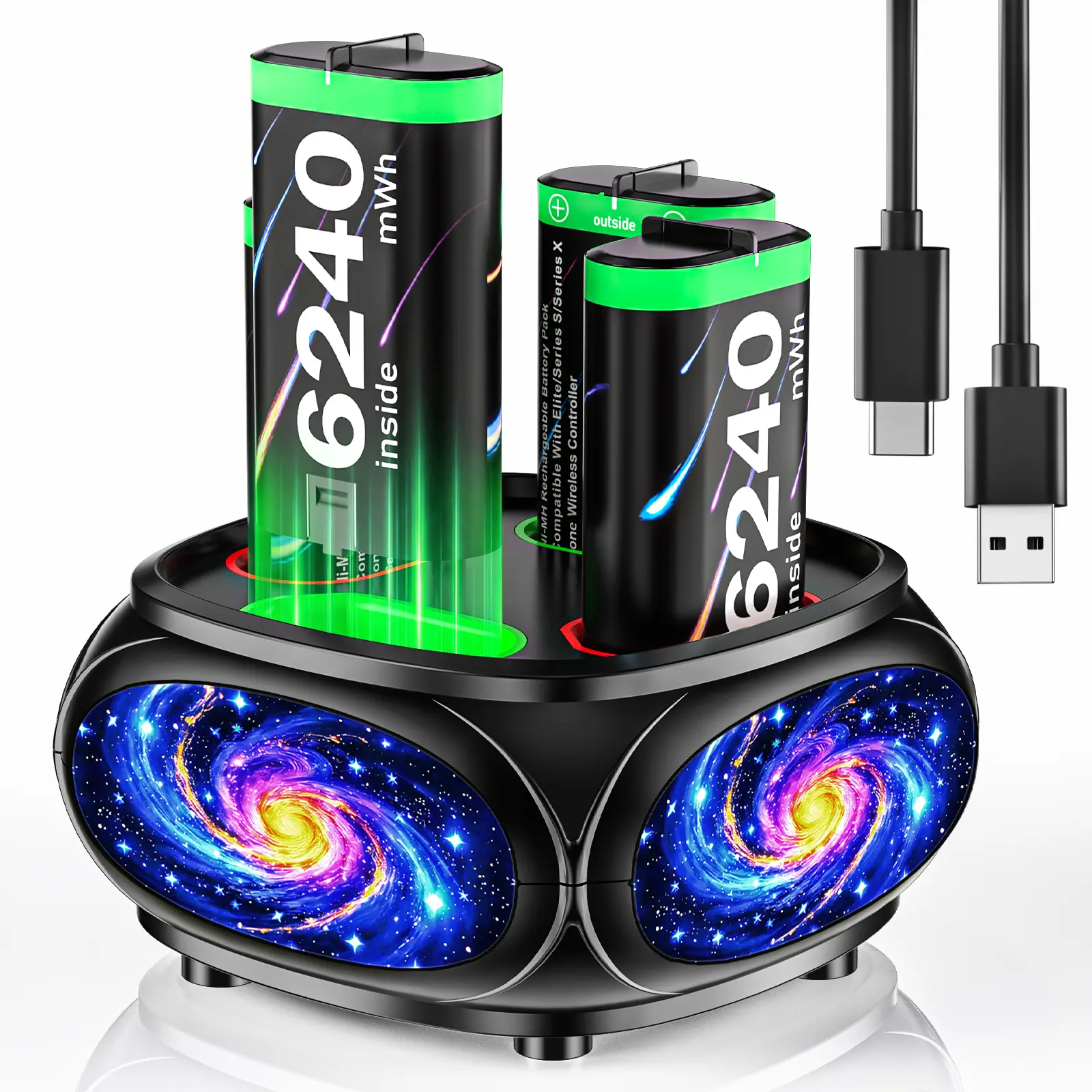 4x6240mWh Xbox Controller Rechargeable Battery Pack with Fast Charging Dock, Compatible with Xbox One/One S/X/Series S/X & Elite Series 1, LED Charging Station, Overheat Protection,Xbox Accessories#SummerWins #DealsForYouDays
