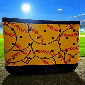 XL Softball Print Tote Bag -Black