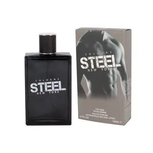 Men's Steel Eau de Parfum (EDP) Men's Cologne - 3.4 fl oz, Top Notes: Lemon, Orange, Cardamom, Fresh Aroma, Fragrant Scent, Orange-Flavored Profile, Packaged, Single Item, Ideal Gift for Adults, Fragrant Men's Fragrance