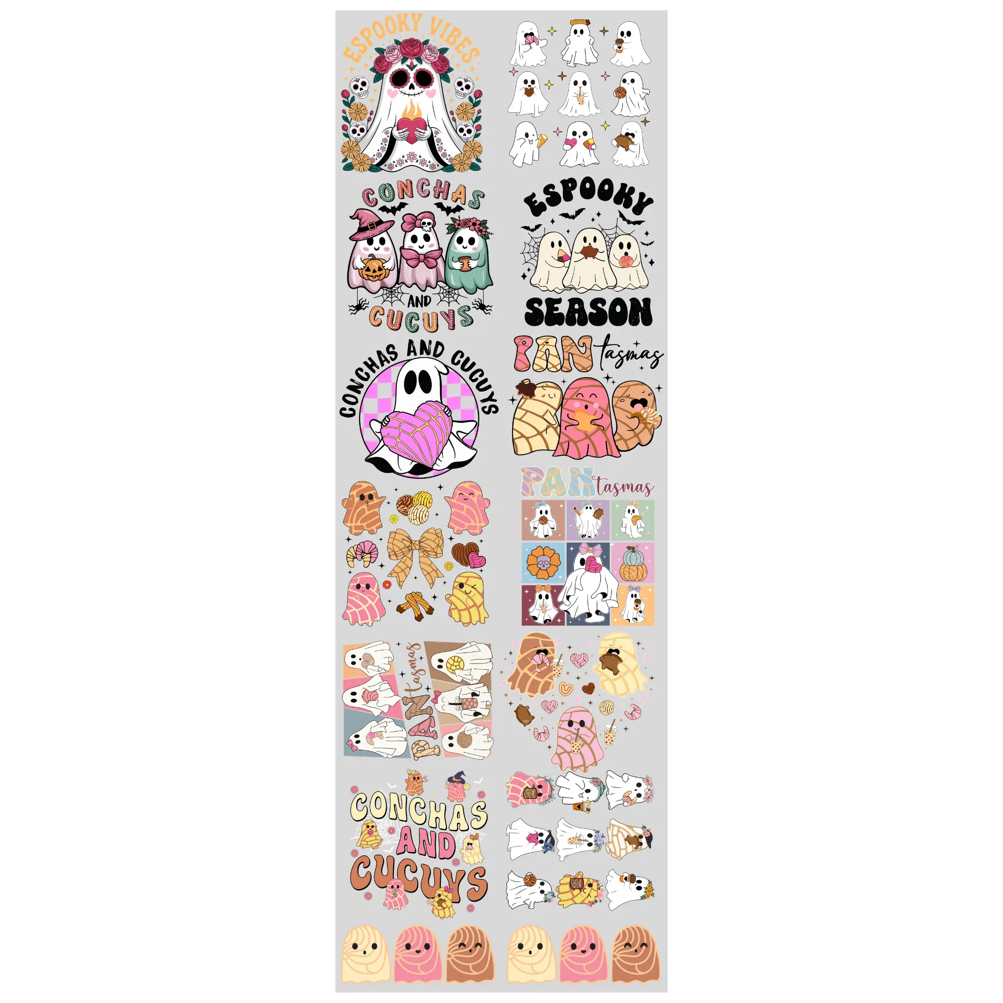 Hispanic Halloween Premade Gangsheet 14 Full Size Transfers Ready to Press DTF Transfer Hot Peel for Adult Prints