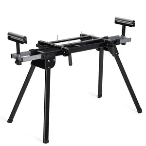 Portable Miter Saw Table, Universal Miter Saw Stand 440 LBS Load Capacity Fits Most Brands, Folding Saw Stands with Quick Release Mounting Brackets, End Stops for Repeat Cutting, Black