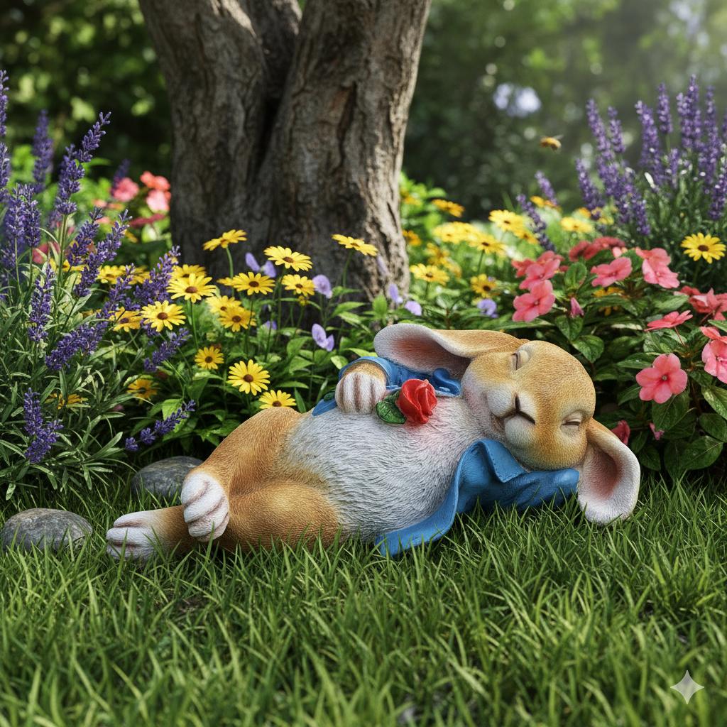 Easter Bunny Statue Party Decorations Outdoor Garden Yard Ornaments Cute Bunny Crafts Home Desktop Holiday Decor Hyperrealistic Healing Styling Resin Material Waterproof Sunscreen