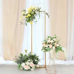 Wedding Arch Slim Gold Metal Rectangular Design Backdrop Stand - Floral Display Frame 6.5ft