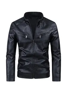 Men's New Style Motorcycle Jacket, Stylish Fitted Leather Coat for Spring & Autumn, Trendy Fashionable Biker Outerwear, High-Quality Leather Apparel
