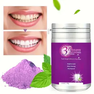 2PC-3D Purple Tooth Powder- 3-Day Fast-Acting Stain Remover for Coffee Tea, Tooth Whitening Powder, Teeth Brightener, Fresh Breath, Deep Cleaner, for Daily Use, Daily Dental Care, Brightening Effect, convenient for travel
