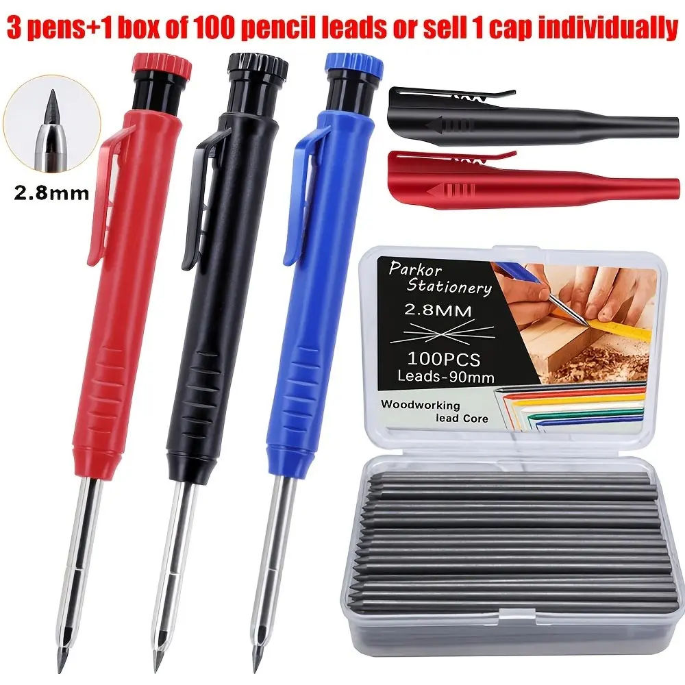 2.8mm Woodworking Pencil Set, Construction Pencil, Convenient Storage , HB Lead, Drawing Pencils, Drawing Supplies, Ideal for Architects/ Hole Drilling Tool Pen Users/ Carpenters (Carpenter Drawing)