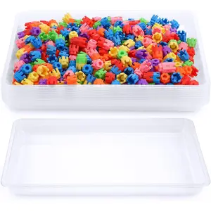 10 count Flat Storage Organizer Tray Bin Letter Size Paper Tray for Classroom Plastic Stackable File Organizer for School Office Teacher Book Organization(Clear,16.14 x 11.81 x 1.38 Inch)