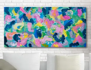 Childhood, Abstract Swirls Painting on Canvas, 24"x48"
