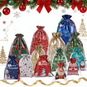Christmas foil paper bags, holiday gift bundle bags, 26 pieces per pack, party gift small bags, large, medium and small sizes, aluminum foil, multi-purpose holiday packaging.