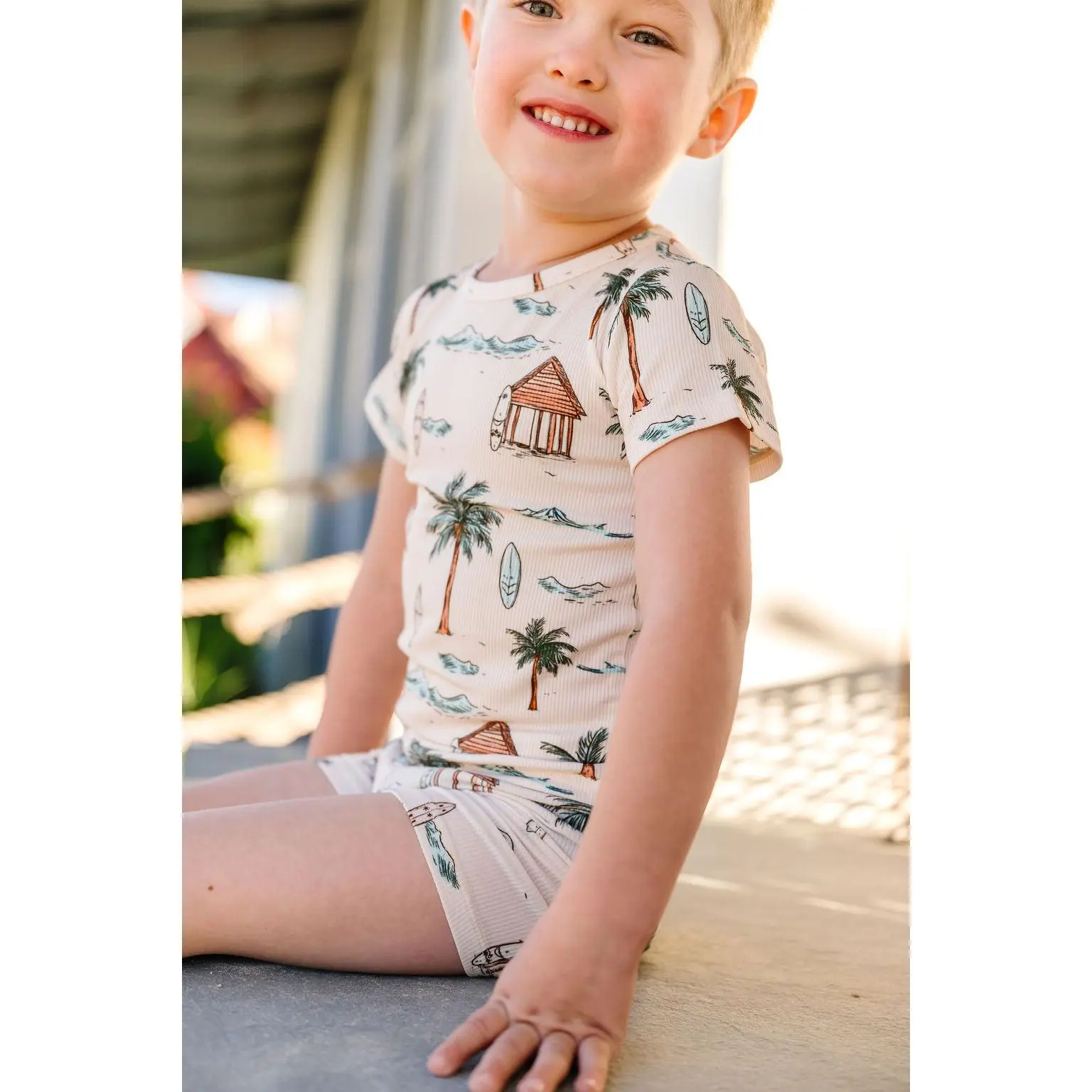 Boho Surf Ribbed Bamboo Pajama Set