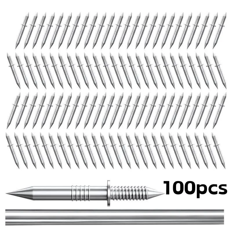 100 Pcs New Dual-Head Threaded Baseboard Nails, Seamless Invisible Safety Screws, Includes Socket Tool, Real Wood Baseboard Nails