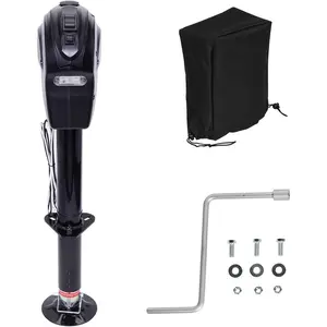 Electric Trailer Jack, 5000lbs Electric Power A- Frame Tongue Trailer Jack with  Protective Cover & LED Light for Travel Trailer Camper, RV, 12V DC with Hard Wiring, 9"-27" Lift