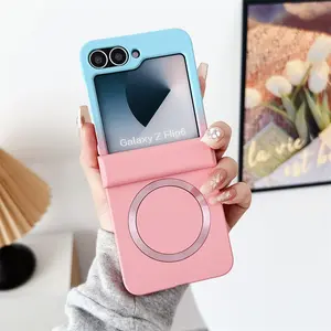 ZFlip 6 Case Luxury Gradient Magsafe Case for Samsung Galaxy Z Flip 6 5 4 3 Flip6 Flip5 3 in 1 Hinge Protection Liquid Cover