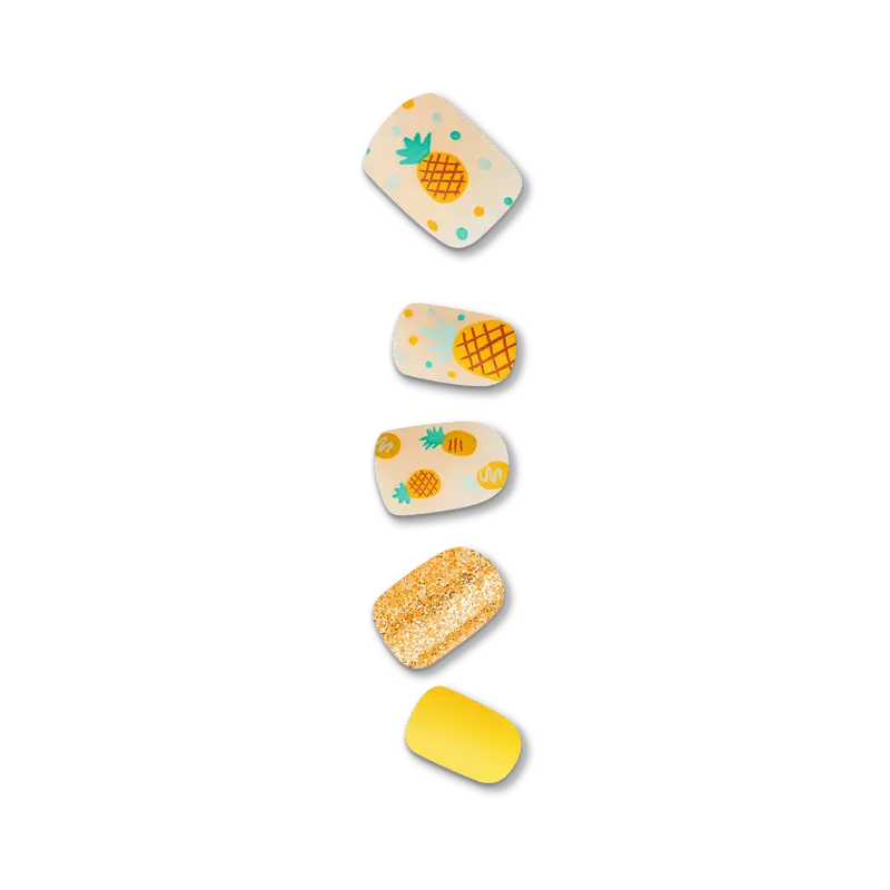 Impress Design No Glue Fake Press On Nails - Sun Daze | Design, Yellow, Short, Squoval, Manicure