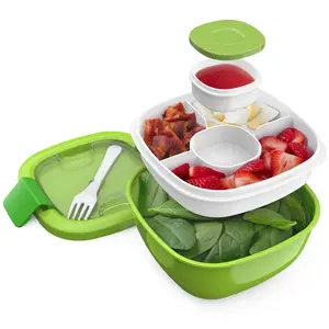 Bentgo Salad Container 2 Pack Set - Portable, Reusable Bowl, Airtight, Multicolor Lunch Boxes - Tableware