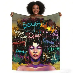 Black Women Blanket African American Black Girl Blanket Birthday for Women Inspiring Positive Quotes Presents Home Bedroom Decor Soft Cozy Plush Throw Blankets
