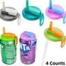 4 Count Reusable Soda Can Lids with Silicone Straws, Colorful Soft-Drink Can Covers for Seltzer and Juice, Straw Spout Lids, Lid Straw Set, Straws Lids Included, Drinkware, Ideal for Children's Day