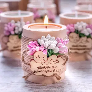Pack of 10 wood candle holdersbaby shower favors for girlsbaby shower party favors for gueststealight holder pink baby