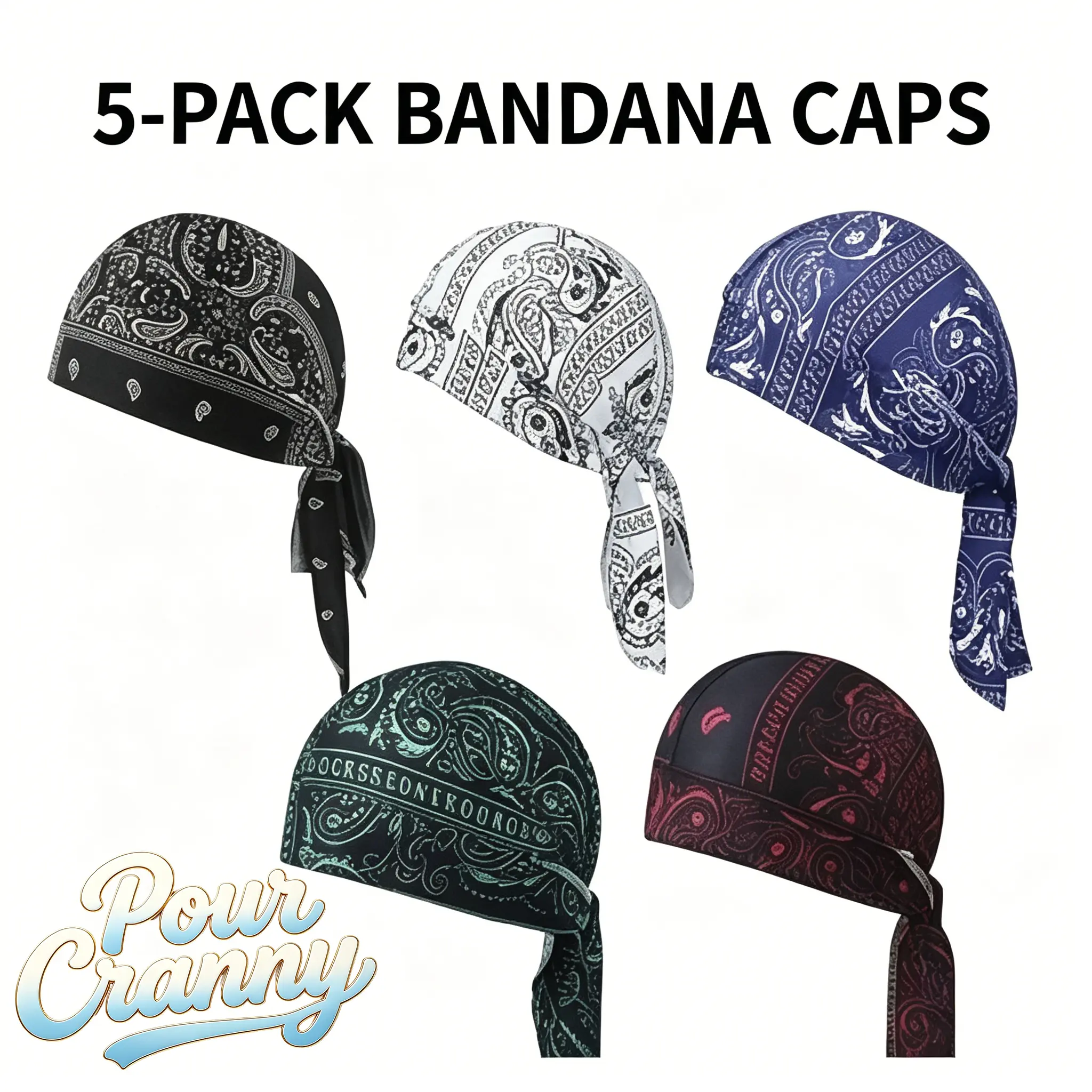 Cooling Headscarf Cap Set - Pirate Sports & Outdoor Hat, Snug Elastic Fit Stays Put, Easy to Clean, Cycling Helmet Headband Liner, Multifunctional Outdoor Headwear for Athletes, Biking