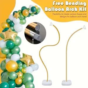 Flexible Balloon Arch Stand Kit, 8.2ft Reusable Plastic Balloon Flower Backdrop with Water Base for Wedding, Bridal Shower, Christmas, Birthday Party Decorations - No Electricity Needed, Balloon Stand Kit,