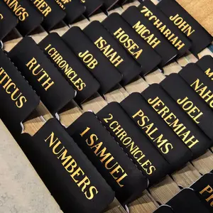 Laminated Bible Tabs, Gold Foil Embossed Lettering Bible Chapter Index Tabs for Women Men, Reposition Large Print Sticky Labels, Easy to Read and Apply, 105Chapters Labels for Easy Navigation (Black) VYRANA