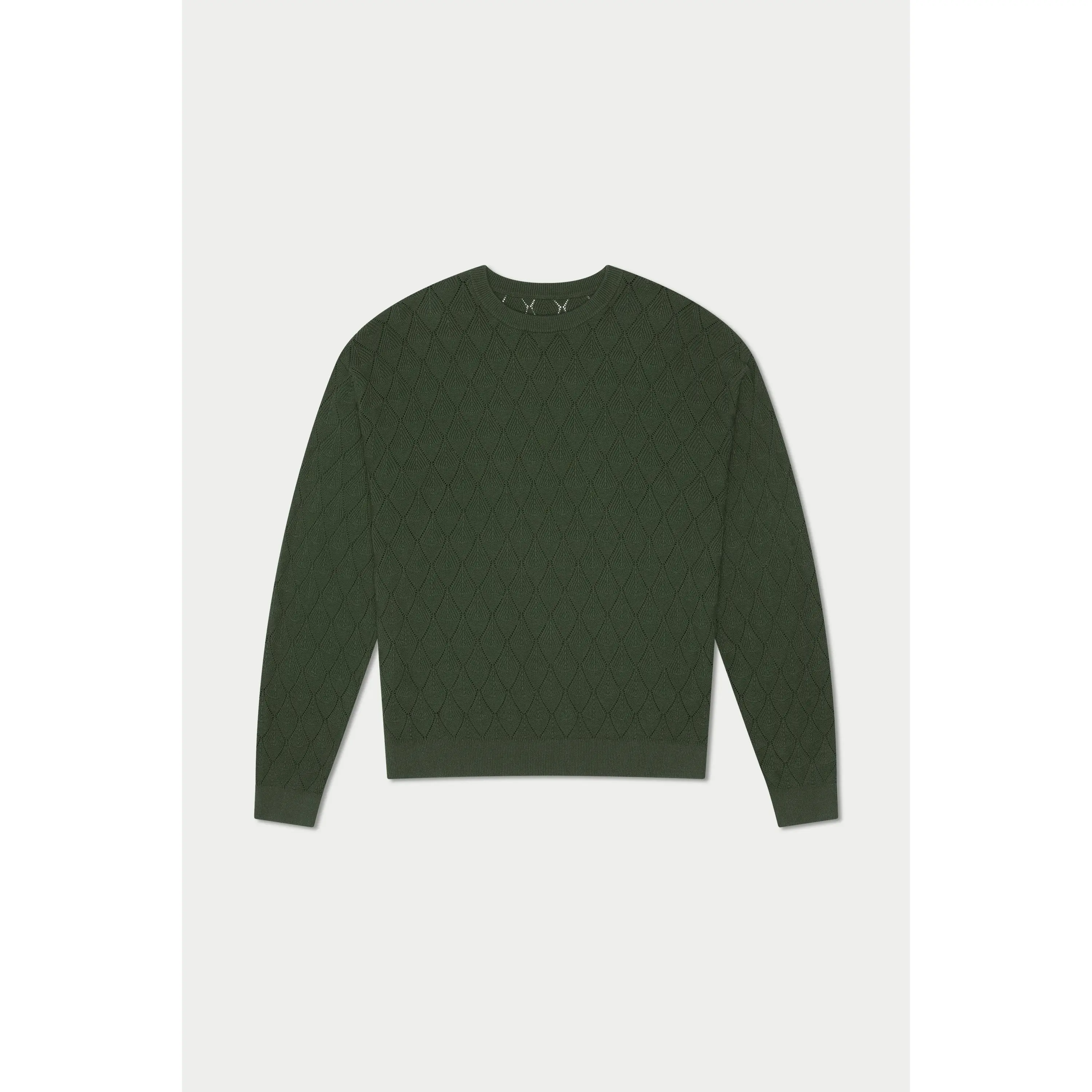 Dark Green Crochet Knit Sweater