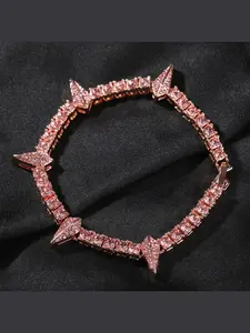 Ice Drill Panther Spike Tennis Bracelet, Hip Hop Style Rose Gold/silver Color, Unisex Shimmer Chain Jewelry