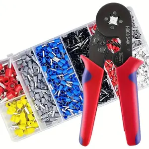 Wire Terminals Crimping Tool Kit, Self-adjusting Ratchet Crimper with 4 Tooth, Insulated Terminals, Professional Crimping Pliers Set for AWG24-8 Wire Ranges