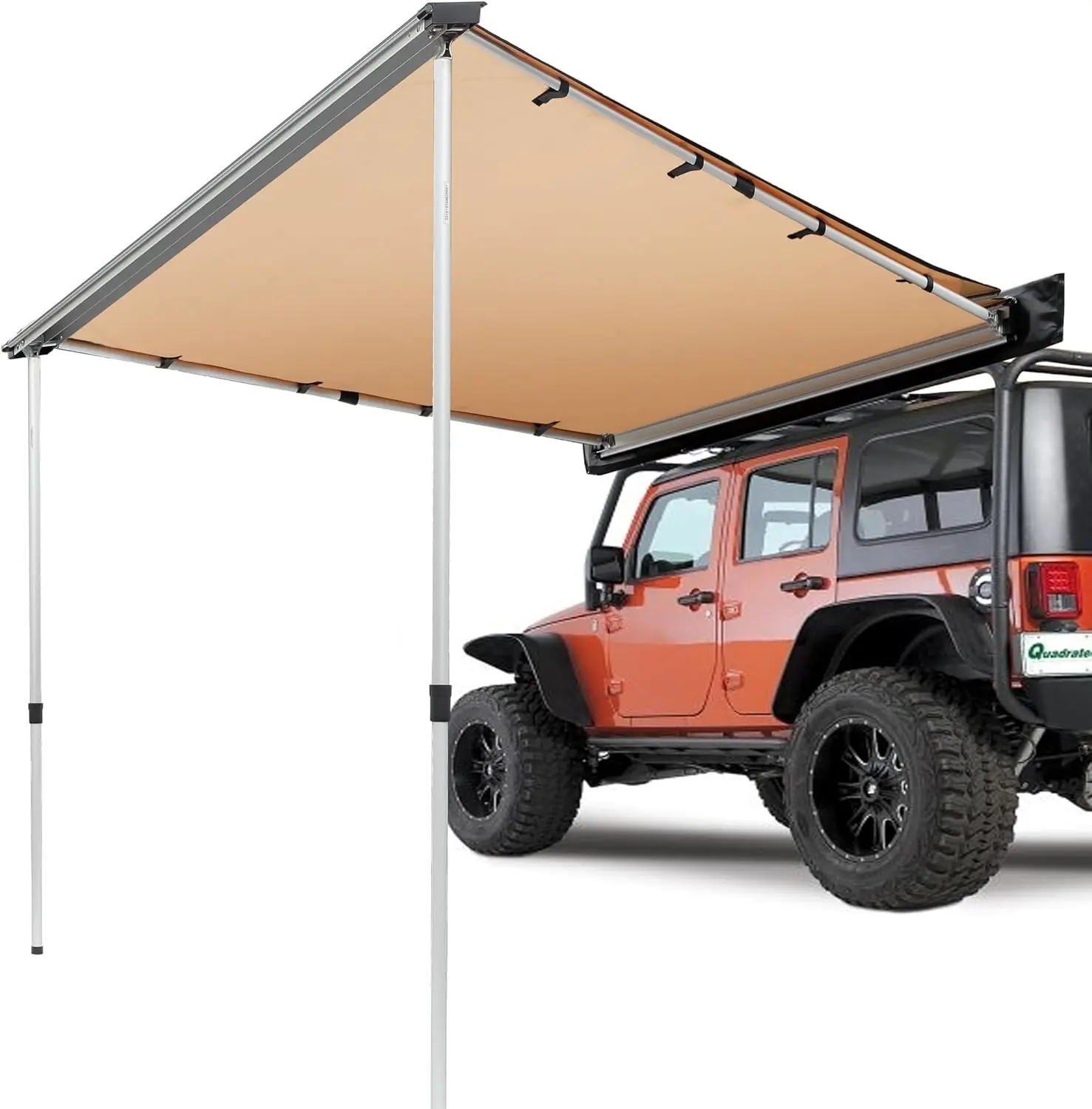 VEVOR Retractable Side Awning, 4.6x6.6 ft Polyester-Cotton Sun Shade, UV50+ Waterproof Shelter, Vehicle Roof Rack Mount for SUV/Truck Overlanding, Outdoor Camping, Retractable Awning
