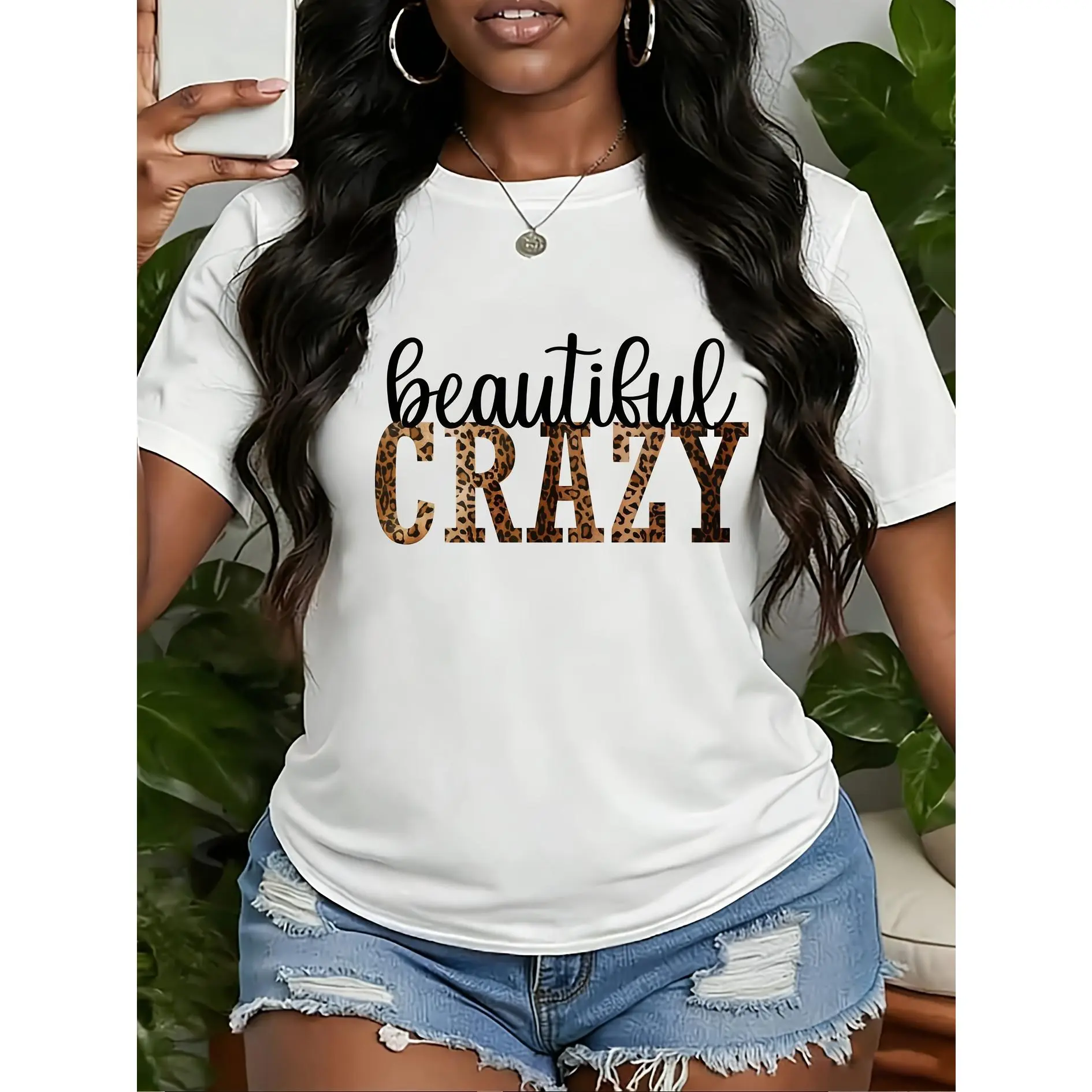 Women's Leopard Print Graphic T-Shirt, Casual Oversized Streetwear Top with Round Neck, Soft Short-Sleeve Drop Shoulder Polyester Fashion Shirt, Clothes, Fitted, Shortsleeve, Tshirt, Graphic Tees Women, Street Chic, Party, Animal Print Sports T-Shirt