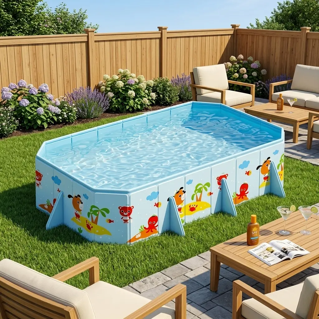 S7287504409 Extra-Large Thickened PVC (Polyvinyl Chloride) Heavy-Duty Frame-Style Non-Inflatable Pool for Adults, Home & Outdoor Use, Thick Durable Design, Easy Setup for Summer Cooling, Home And Outdoor Use, Polyvinyl Chloride (Pvc)