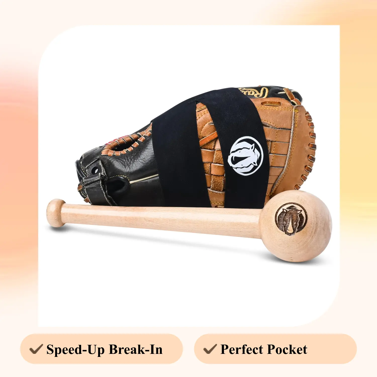 Rhino Wax -Baseball Glove Break in Kit -Mallet and Glove Wrap to speed Up Breakin Time and create perfect pocket -One-Piece (No Glue) Construction